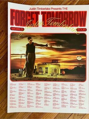 Justin Timberlake 'Forget Tomorrow' Tour Poster - Red & Yellow 24-25’